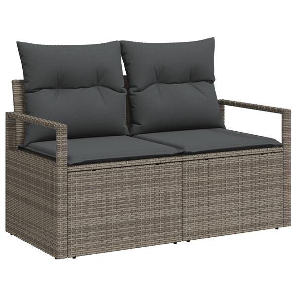 Grote foto vidaxl tuin sofa set met kussen met opslag 6 pcs grijs poly riet tuin en terras tuinmeubelen