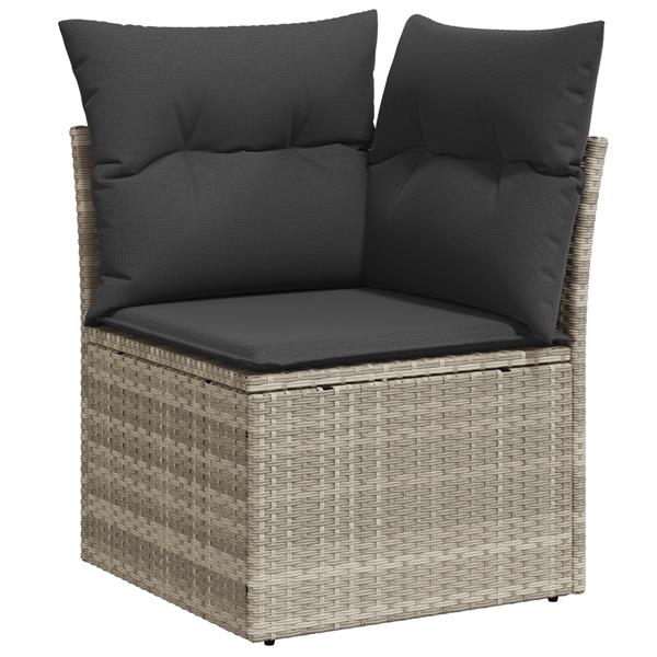 Grote foto vidaxl tuin sofa set met kussen met opslag 6 pcs lichtgrijs poly riet tuin en terras tuinmeubelen
