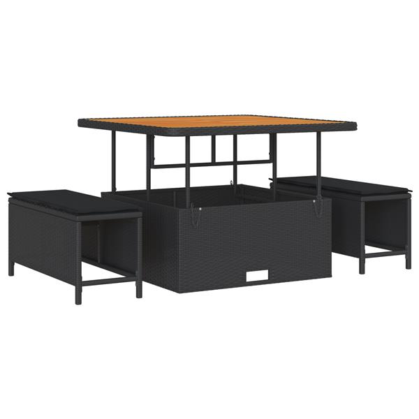 Grote foto vidaxl tuin eetset 3 pcs zwart poly riet tuin en terras tuinmeubelen