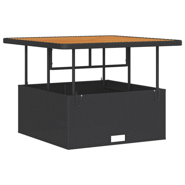 Grote foto vidaxl tuin eetset 3 pcs zwart poly riet tuin en terras tuinmeubelen