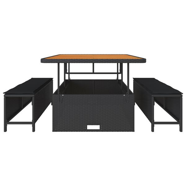Grote foto vidaxl tuin eetset 3 pcs zwart poly riet tuin en terras tuinmeubelen