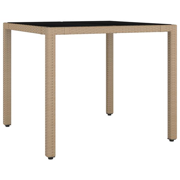 Grote foto vidaxl tuin eetset 5 pcs beige 90 x 90 x 75 cm poly rattan tuin en terras tuinmeubelen