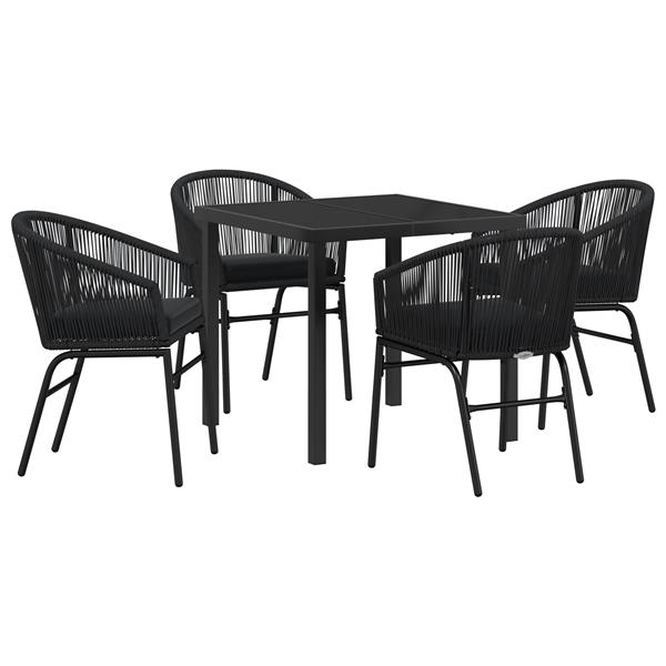 Grote foto vidaxl tuin eetset 5 pcs zwart poly riet tuin en terras tuinmeubelen