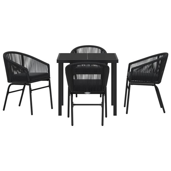 Grote foto vidaxl tuin eetset 5 pcs zwart poly riet tuin en terras tuinmeubelen
