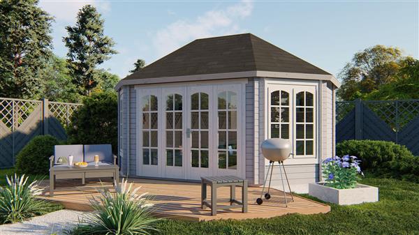Grote foto blokhut tuinhuis gudrun 44 mm vuren tuin en terras tuinhuisjes en blokhutten