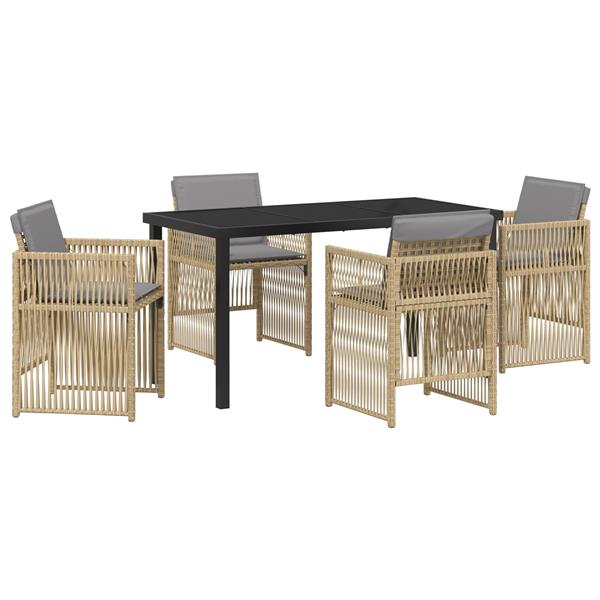 Grote foto vidaxl tuin eetset 5 pcs beige poly riet tuin en terras tuinmeubelen