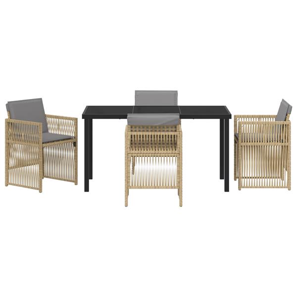 Grote foto vidaxl tuin eetset 5 pcs beige poly riet tuin en terras tuinmeubelen