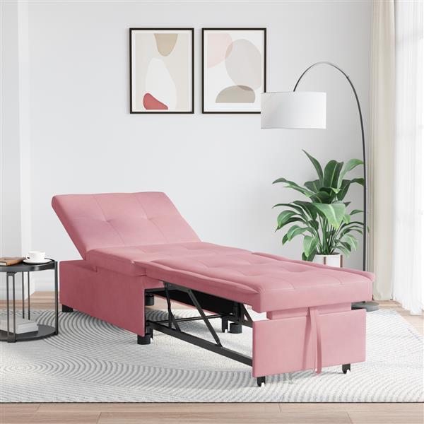 Grote foto vidaxl slaapbank roze 67 x 194 x 38 cm fluweel huis en inrichting bankstellen