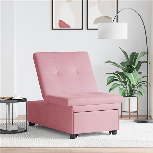 Grote foto vidaxl slaapbank roze 67 x 194 x 38 cm fluweel huis en inrichting bankstellen