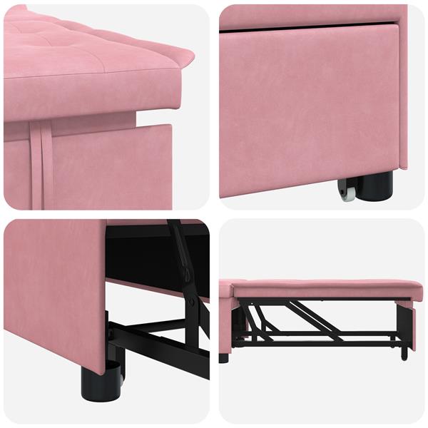 Grote foto vidaxl slaapbank roze 67 x 194 x 38 cm fluweel huis en inrichting bankstellen