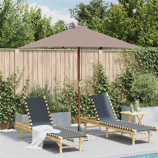 Grote foto vidaxl parasol met houten paal 150x200 cm taupe tuin en terras overige tuin en terras