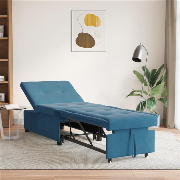 Grote foto vidaxl slaapbank blauw 67 x 194 x 38 cm fluweel huis en inrichting bankstellen