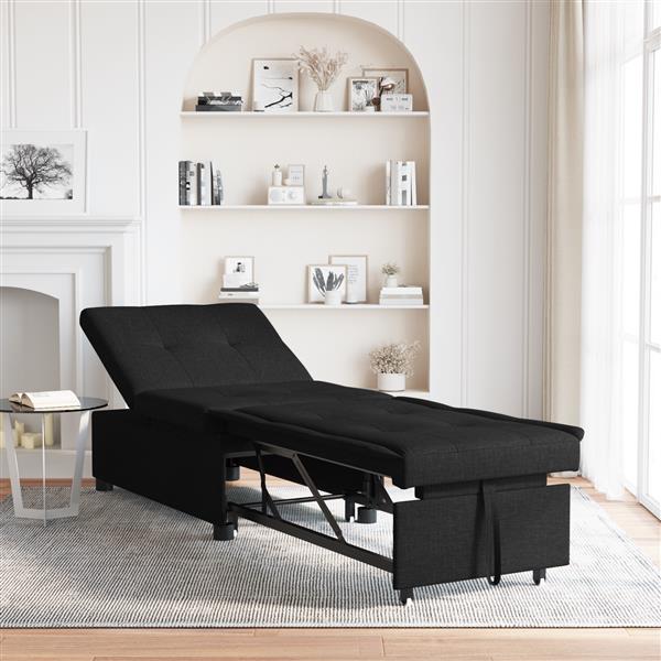 Grote foto vidaxl sofa bed zwart 194 x 67 x 37 cm stof huis en inrichting bankstellen