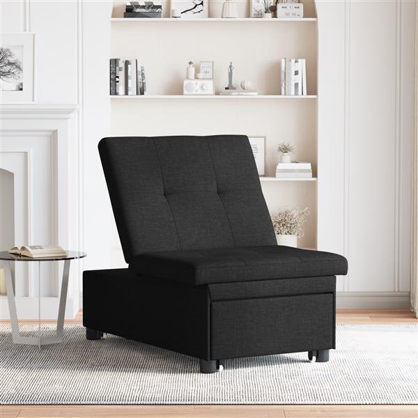 Grote foto vidaxl sofa bed zwart 194 x 67 x 37 cm stof huis en inrichting bankstellen