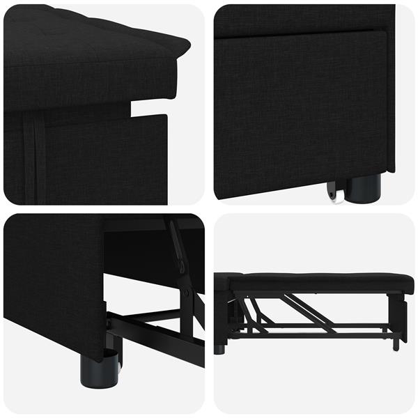 Grote foto vidaxl sofa bed zwart 194 x 67 x 37 cm stof huis en inrichting bankstellen