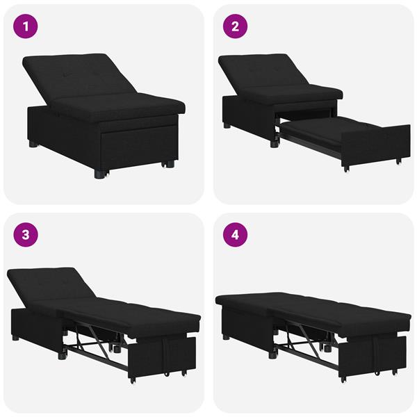 Grote foto vidaxl sofa bed zwart 194 x 67 x 37 cm stof huis en inrichting bankstellen