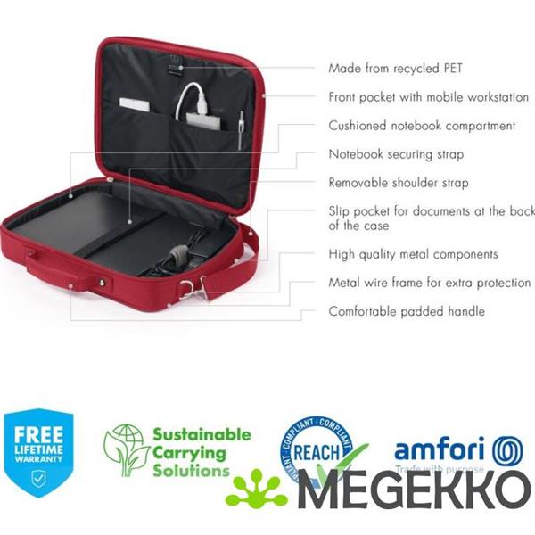 Grote foto dicota eco multi base notebooktas 43 9 cm 17.3 aktetas rood computers en software overige computers en software