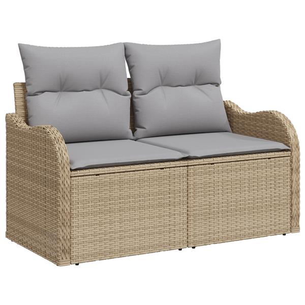 Grote foto vidaxl tuin sofa set met kussen met opslag 6 pcs beige poly riet tuin en terras tuinmeubelen