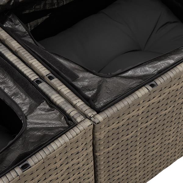 Grote foto vidaxl tuin sofa set met kussen met opslag 5 pcs grijs poly riet tuin en terras tuinmeubelen