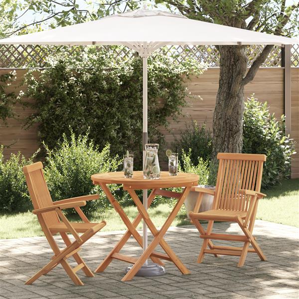 Grote foto vidaxl tuin eetset 3 pcs bruin massief teakhout tuin en terras tuinmeubelen
