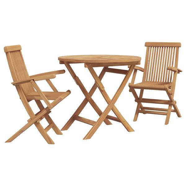 Grote foto vidaxl tuin eetset 3 pcs bruin massief teakhout tuin en terras tuinmeubelen