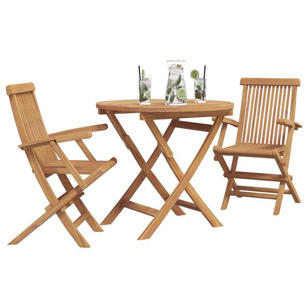 Grote foto vidaxl tuin eetset 3 pcs bruin massief teakhout tuin en terras tuinmeubelen