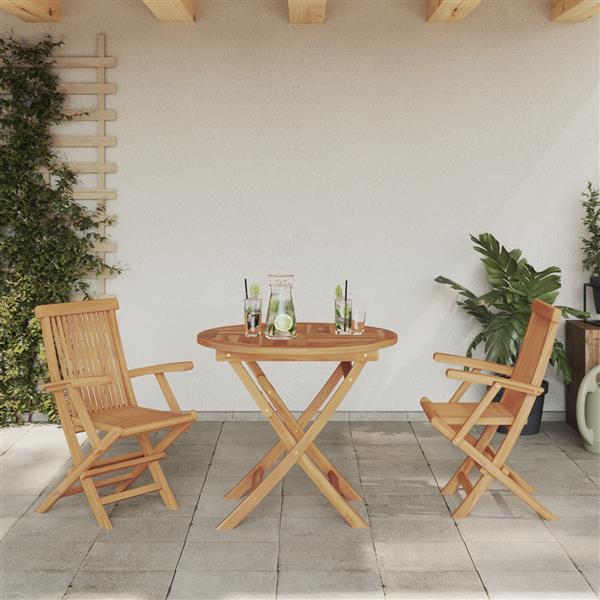 Grote foto vidaxl tuin eetset 3 pcs bruin massief teakhout tuin en terras tuinmeubelen