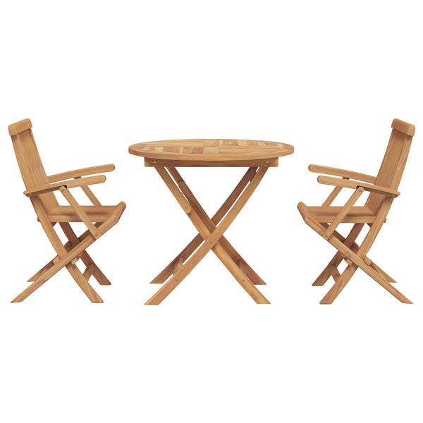Grote foto vidaxl tuin eetset 3 pcs bruin massief teakhout tuin en terras tuinmeubelen