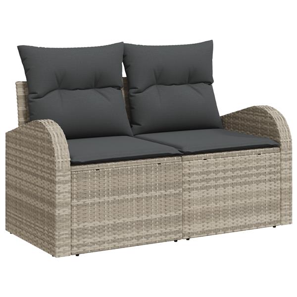 Grote foto vidaxl tuin sofa set met kussen met opslag 6 pcs lichtgrijs poly riet tuin en terras tuinmeubelen