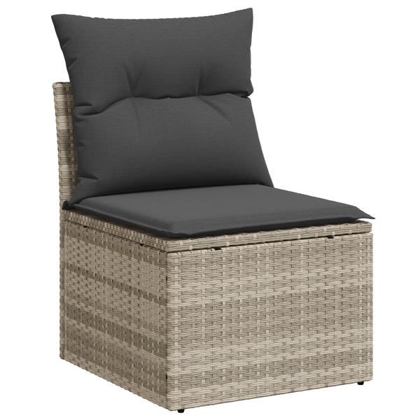 Grote foto vidaxl tuin sofa set met kussen met opslag 6 pcs lichtgrijs poly riet tuin en terras tuinmeubelen