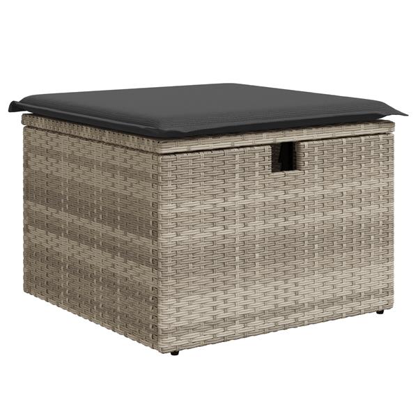 Grote foto vidaxl tuin sofa set met kussen met opslag 6 pcs lichtgrijs poly riet tuin en terras tuinmeubelen