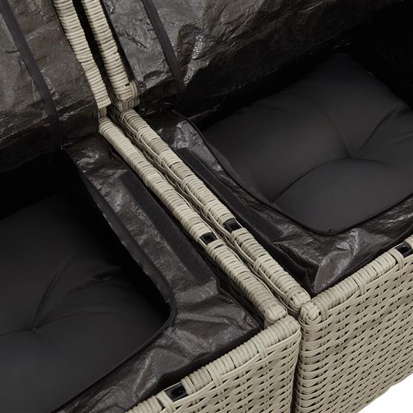 Grote foto vidaxl tuin sofa set met kussen met opslag 6 pcs lichtgrijs poly riet tuin en terras tuinmeubelen