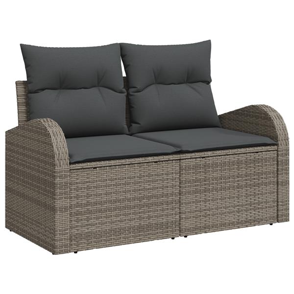 Grote foto vidaxl tuin sofa set met kussen met opslag 6 pcs grijs poly riet tuin en terras tuinmeubelen