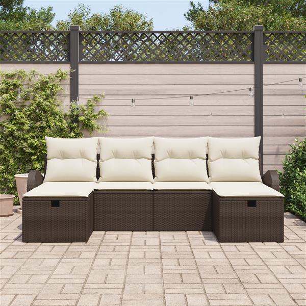 Grote foto vidaxl tuin sofa set met kussen met opslag 6 pcs bruin poly riet tuin en terras tuinmeubelen