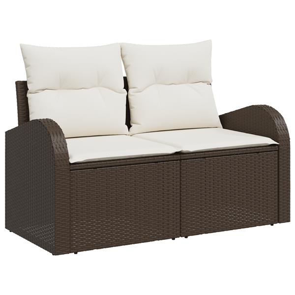 Grote foto vidaxl tuin sofa set met kussen met opslag 6 pcs bruin poly riet tuin en terras tuinmeubelen