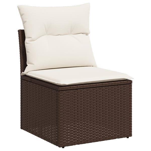 Grote foto vidaxl tuin sofa set met kussen met opslag 6 pcs bruin poly riet tuin en terras tuinmeubelen