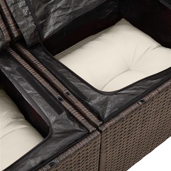 Grote foto vidaxl tuin sofa set met kussen met opslag 6 pcs bruin poly riet tuin en terras tuinmeubelen