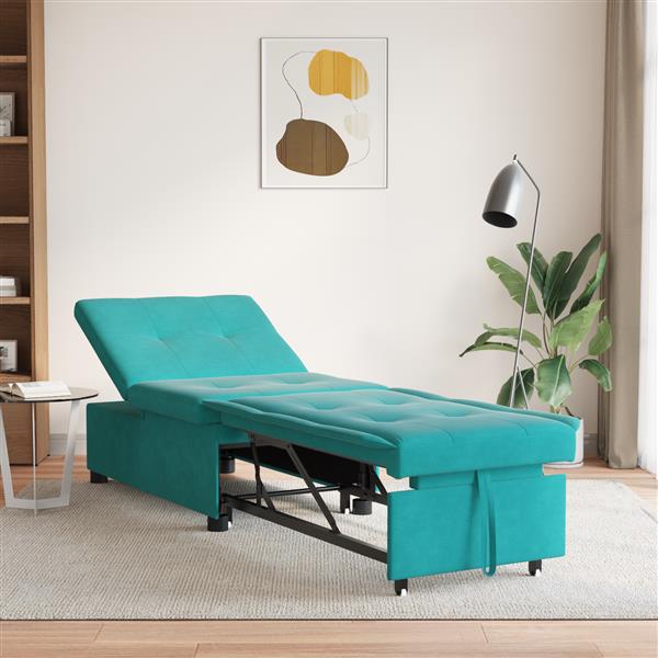 Grote foto vidaxl slaapbank turquoise 67 x 194 x 38 cm fluweel huis en inrichting bankstellen