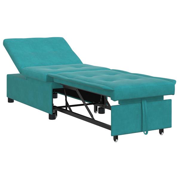 Grote foto vidaxl slaapbank turquoise 67 x 194 x 38 cm fluweel huis en inrichting bankstellen