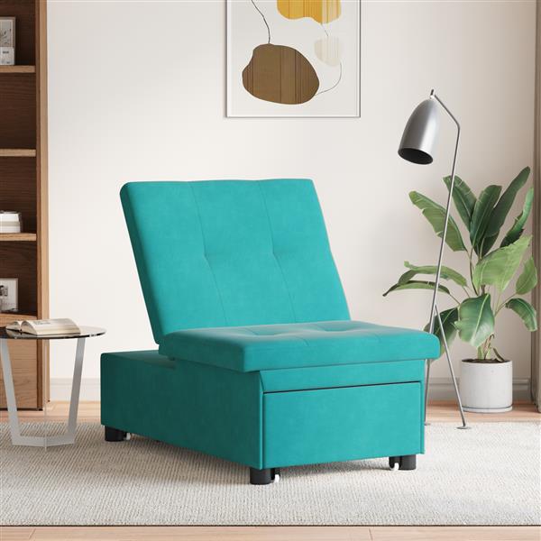 Grote foto vidaxl slaapbank turquoise 67 x 194 x 38 cm fluweel huis en inrichting bankstellen