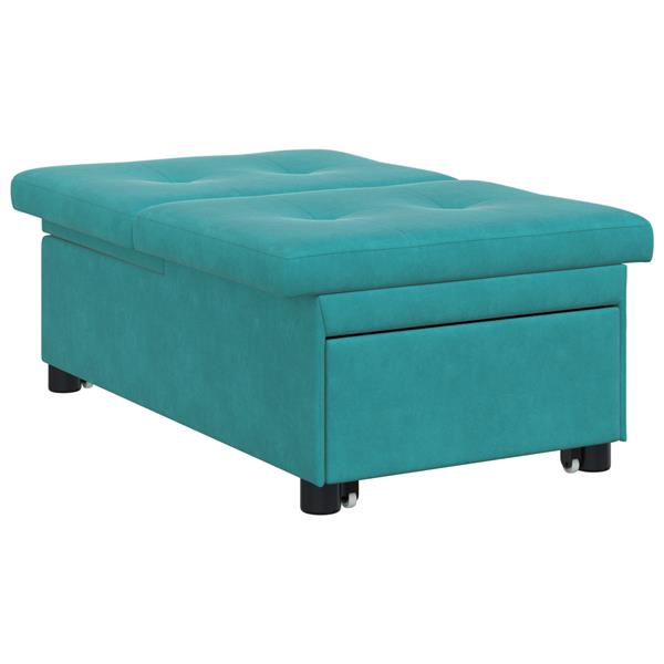 Grote foto vidaxl slaapbank turquoise 67 x 194 x 38 cm fluweel huis en inrichting bankstellen