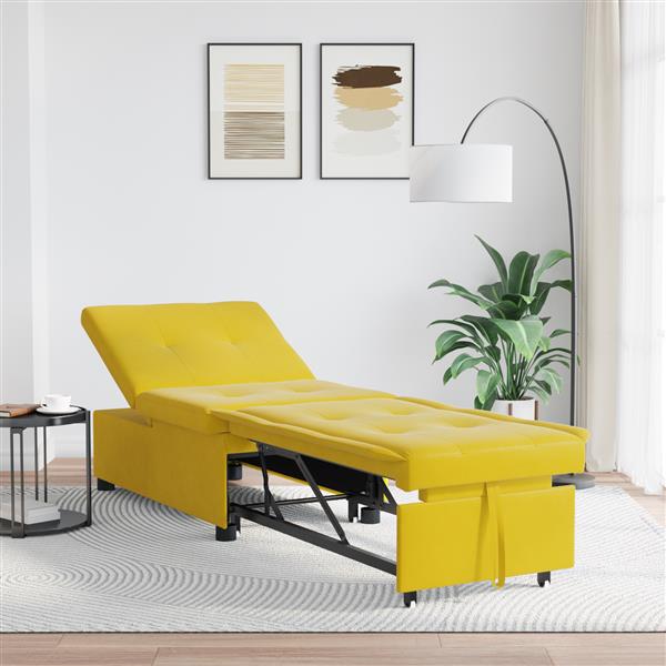 Grote foto vidaxl slaapbank geel 67 x 194 x 38 cm fluweel huis en inrichting bankstellen