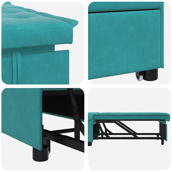 Grote foto vidaxl slaapbank turquoise 67 x 194 x 38 cm fluweel huis en inrichting bankstellen