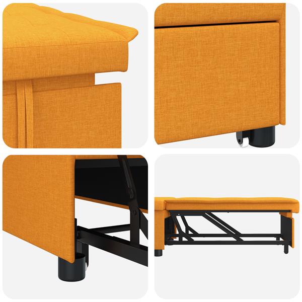 Grote foto vidaxl sofa bed donkergeel 194 x 67 x 37 cm stof huis en inrichting bankstellen