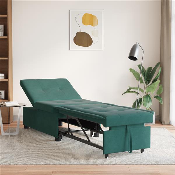 Grote foto vidaxl slaapbank donkergroen 67 x 194 x 38 cm fluweel huis en inrichting bankstellen