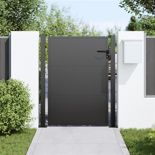 Grote foto vidaxl tuinpoort tuindeur 105x200 cm cortenstaal zwart 100 x 125 cm tuin en terras hekken en schuttingen