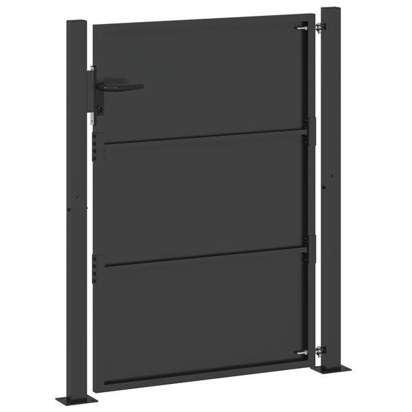 Grote foto vidaxl tuinpoort tuindeur 105x200 cm cortenstaal zwart 100 x 125 cm tuin en terras hekken en schuttingen