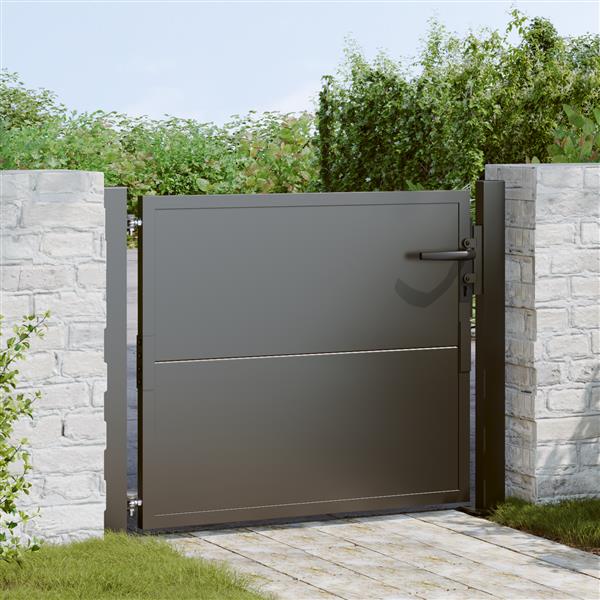 Grote foto vidaxl tuinpoort tuindeur 105x200 cm cortenstaal zwart 100 x 100 cm tuin en terras hekken en schuttingen