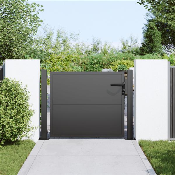 Grote foto vidaxl tuinpoort tuindeur 105x200 cm cortenstaal zwart 100 x 100 cm tuin en terras hekken en schuttingen