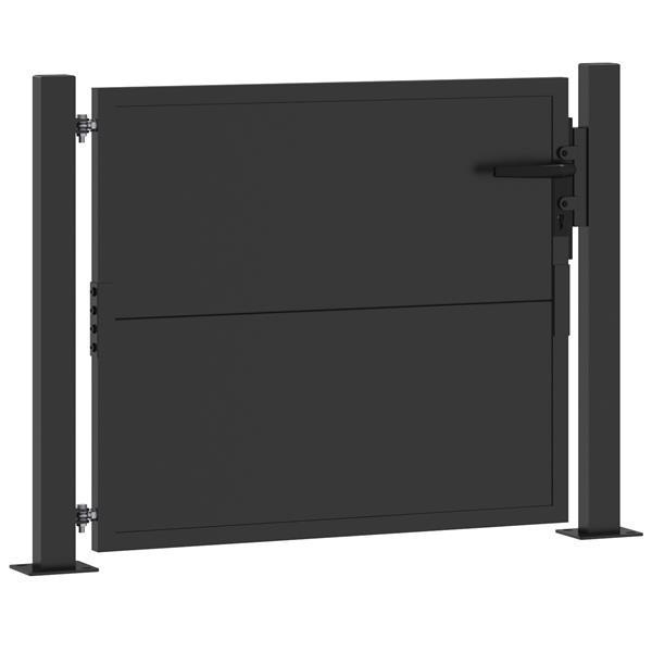 Grote foto vidaxl tuinpoort tuindeur 105x200 cm cortenstaal zwart 100 x 100 cm tuin en terras hekken en schuttingen